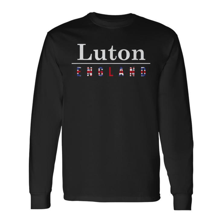 Luton English Flag Name Of The City In England Long Sleeve T-Shirt