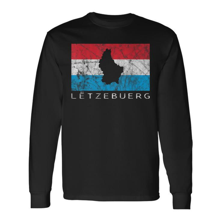 Luxembourg Flag Outline Silhouette Benelux Letzebuerg Langarmshirts Geschenkideen