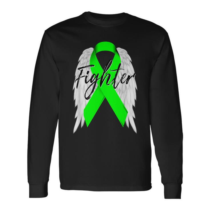 Lymphoma Cancer Fighter Lime Ribbon Angel Wingsr Long Sleeve T-Shirt