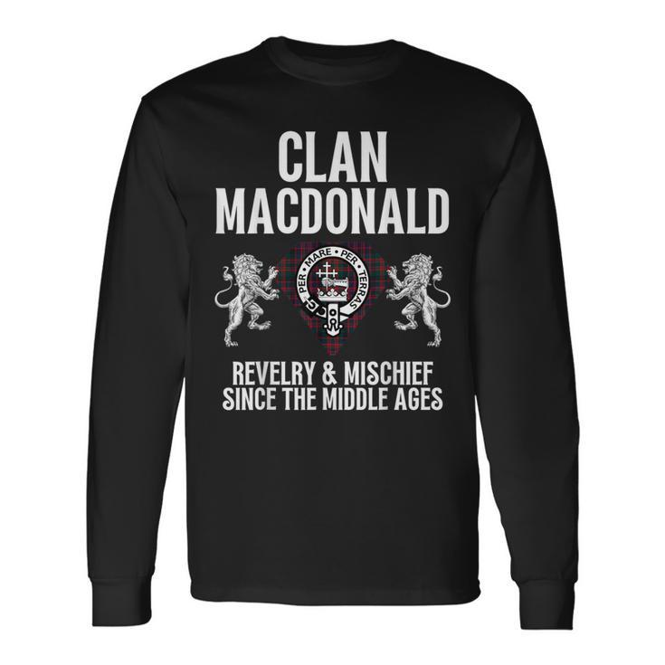 Macdonald Clan Scottish Name Coat Of Arms Tartan Family Long Sleeve T-Shirt