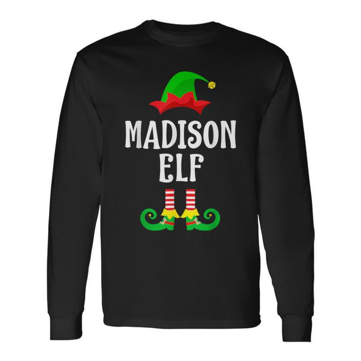 Madison Elf Personalized Name Christmas Family Matching Long Sleeve T-Shirt