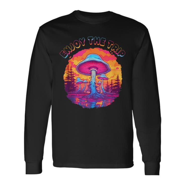 Magic Mushrooms Psychedelic Retro Trip On Shrooms Fungi Men Long Sleeve T-Shirt