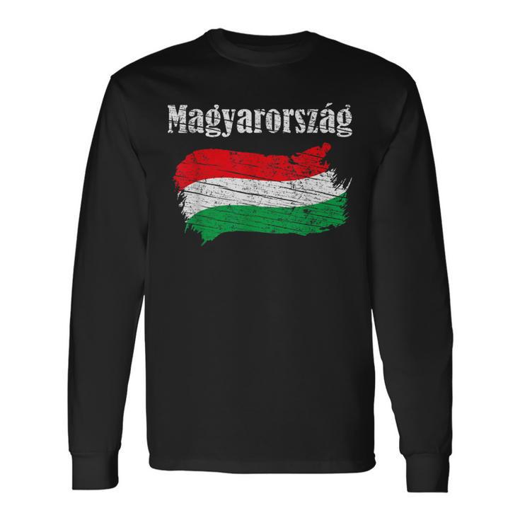 Magyarorszag Hungarian Flag Vintage Graphic Hungary Lovers Long Sleeve T-Shirt