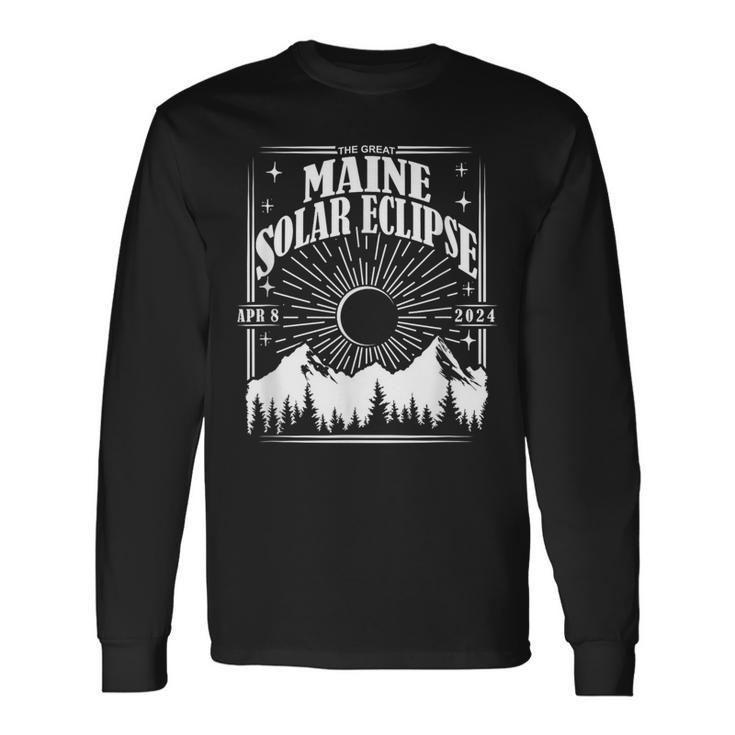 Maine Total Solar Eclipse 2024 Astrology Event Long Sleeve T-Shirt