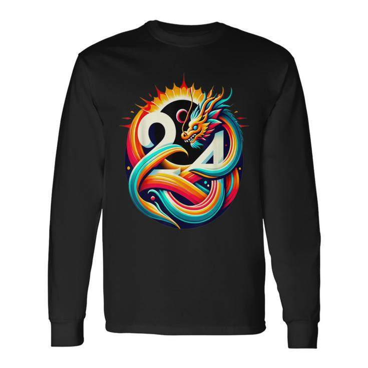 Majestic 2024 Solar Eclipse In The Year Of The Dragon Long Sleeve T-Shirt Gifts ideas