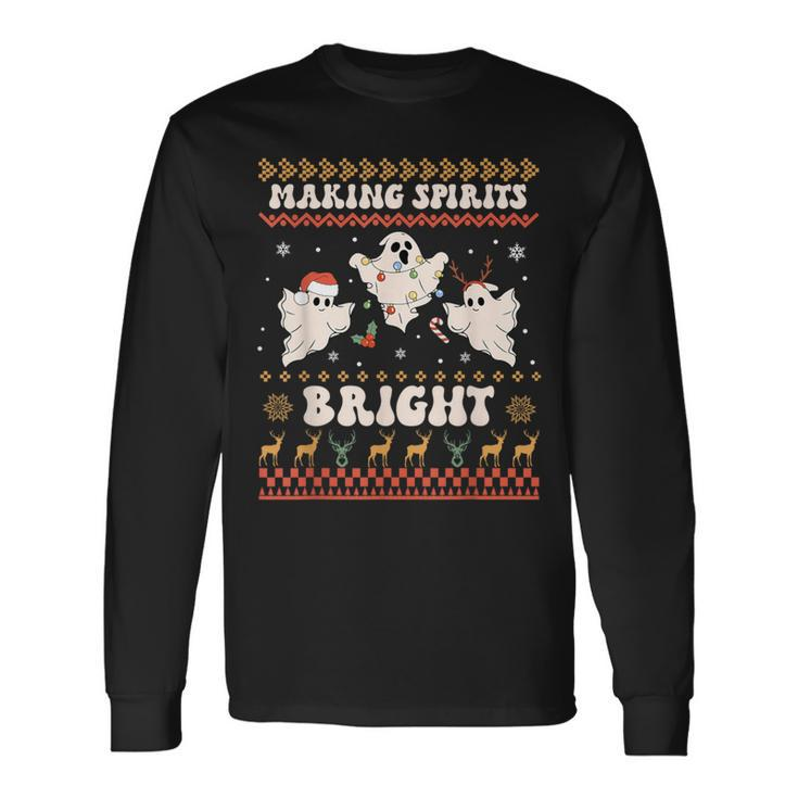 Making Spirits Bight Spooky Boo Ghost Gothic Ugly Christmas Long Sleeve T-Shirt