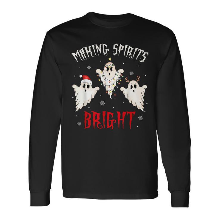 Making Spirits Bright Creepy Goth Xmas Family Holiday Pjs Long Sleeve T-Shirt