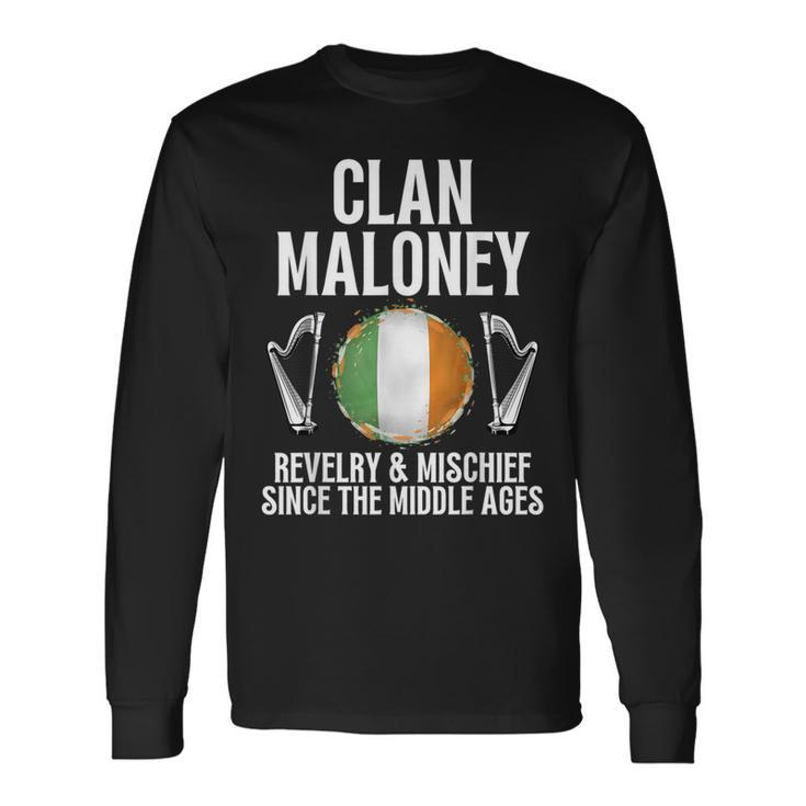 Maloney Surname Irish Family Name Heraldic Celtic Clan Long Sleeve T-Shirt