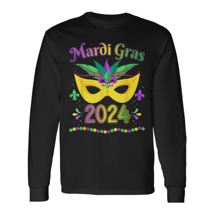 Mardi Gras 2024 Costume With Mask Long Sleeve T-Shirt