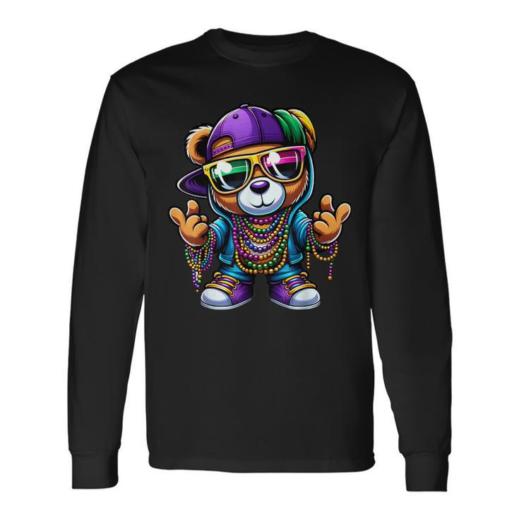 Mardi Gras For Boys Hip Hop Teddy Bear New Orleans Long Sleeve T-Shirt