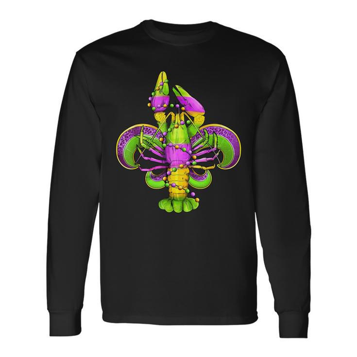 Mardi Gras Fleur De Lis Crawfish Leopard Costume Long Sleeve T-Shirt Gifts ideas