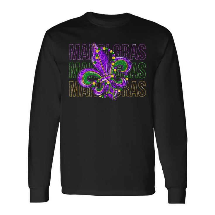 Mardi Gras Fleur De Lis Symbol Louisiana Carnival New Orlean Long Sleeve T-Shirt