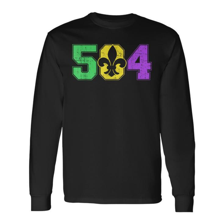Mardi Gras New Orleans 504 Louisiana Long Sleeve T-Shirt Gifts ideas