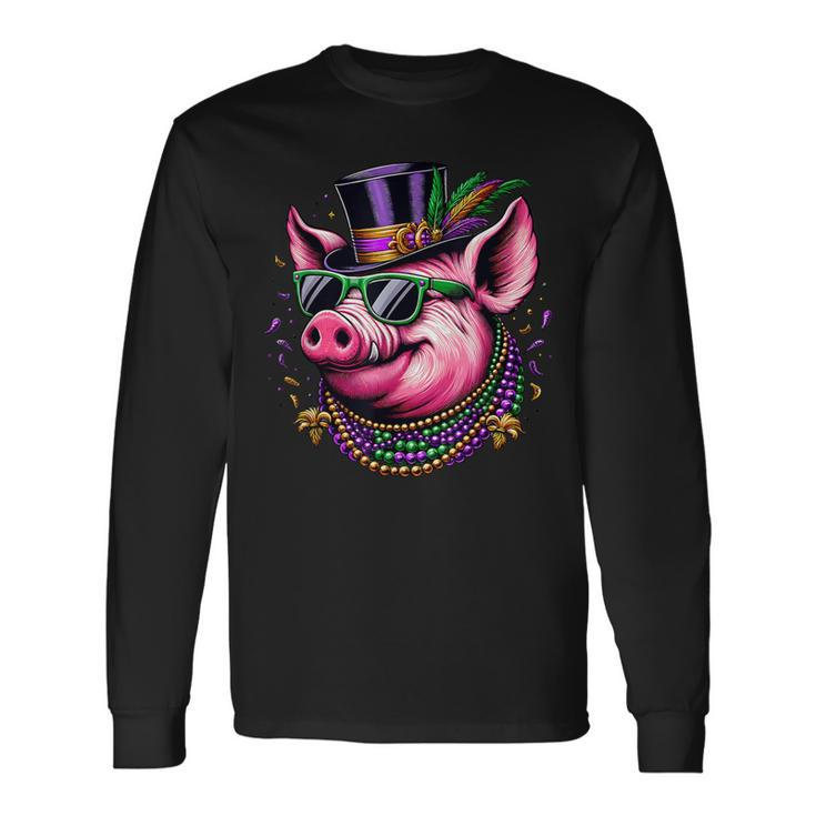 Mardi Gras Pig Long Sleeve T-Shirt