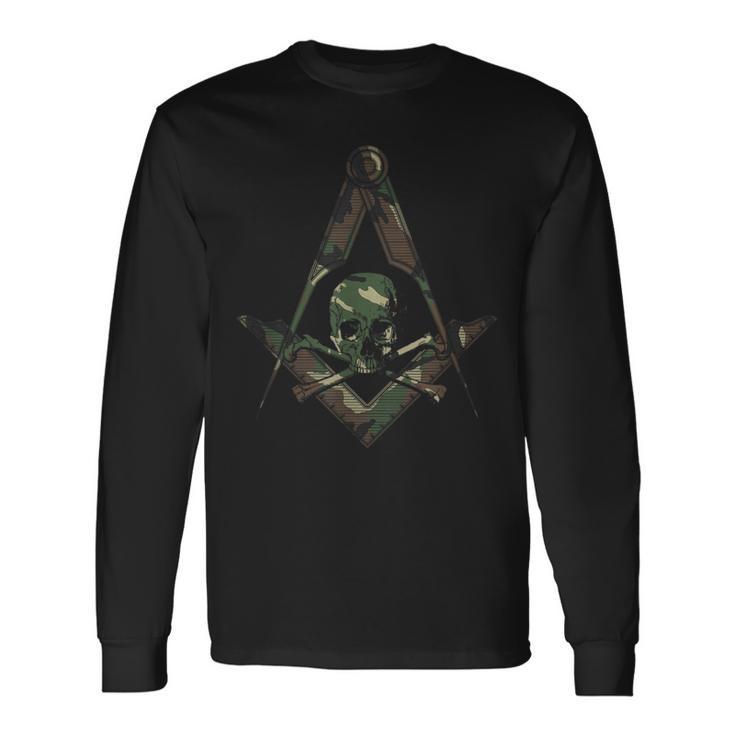 Masonic Square Compass Master Mason Camo Freemason Long Sleeve T-Shirt