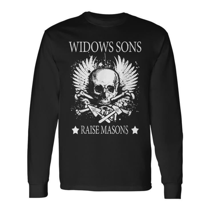 Masonic Widow's Son Raise Masons Skull Father's Day Long Sleeve T-Shirt Gifts ideas