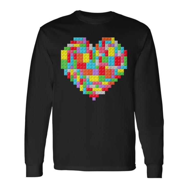 Master Builder Block Brick Building Heart Valentines Day Boy Long Sleeve T-Shirt