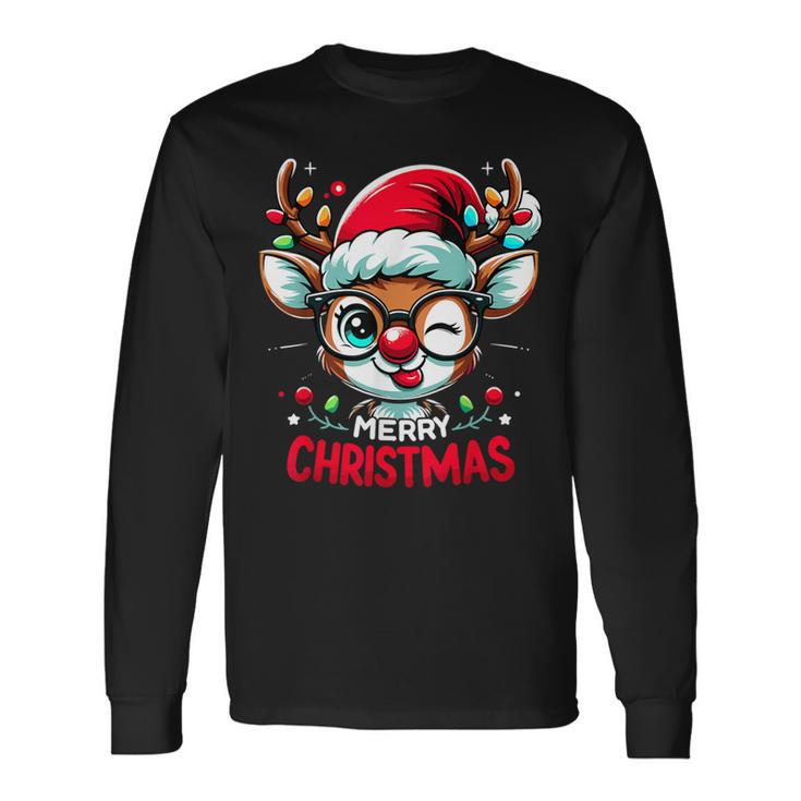 Matching Family Christmas 2023 Rudolph Reindeer Long Sleeve T-Shirt