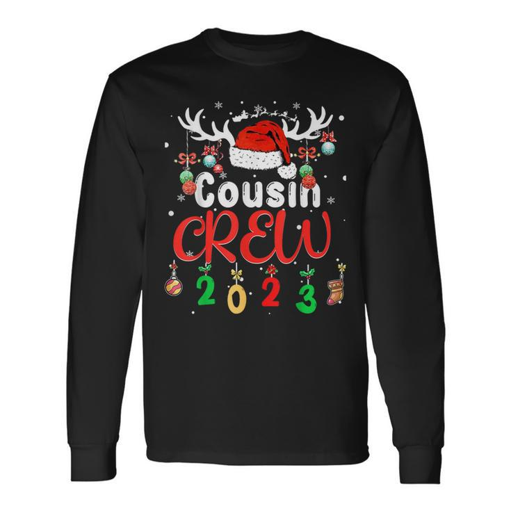 Matching Family Christmas Cousin Crew 2023 Elf Squad Xmas Pj Long Sleeve T-Shirt