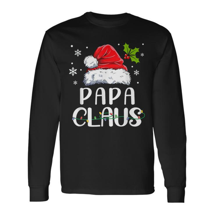 Matching Family Christmas Pajamas Xmas Lights Papa Claus Long Sleeve T-Shirt