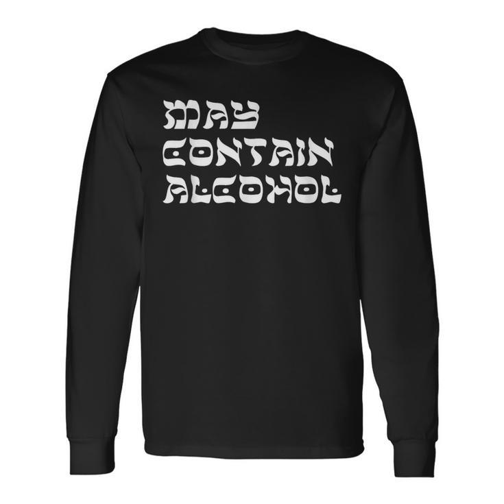 May Contain Alcohol Warning Happy Purim Costume Party Long Sleeve T-Shirt