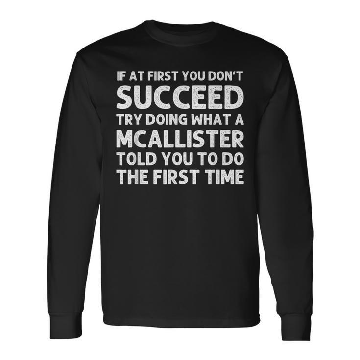 Mcallister Surname Family Tree Birthday Reunion Idea Long Sleeve T-Shirt