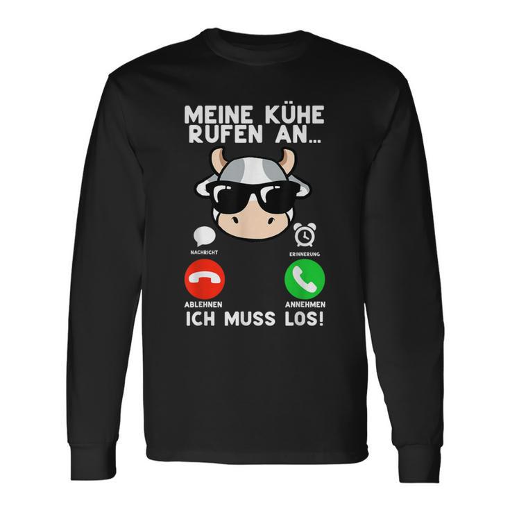 Meine Kühe Rufen An Lustig Bauernhof Taurus Cow Farmer Langarmshirts Geschenkideen