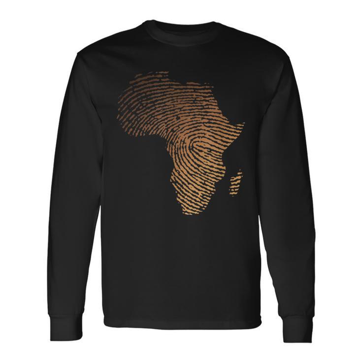 Melanin Shades Africa Map Africa Dna Fingerprint Long Sleeve T-Shirt