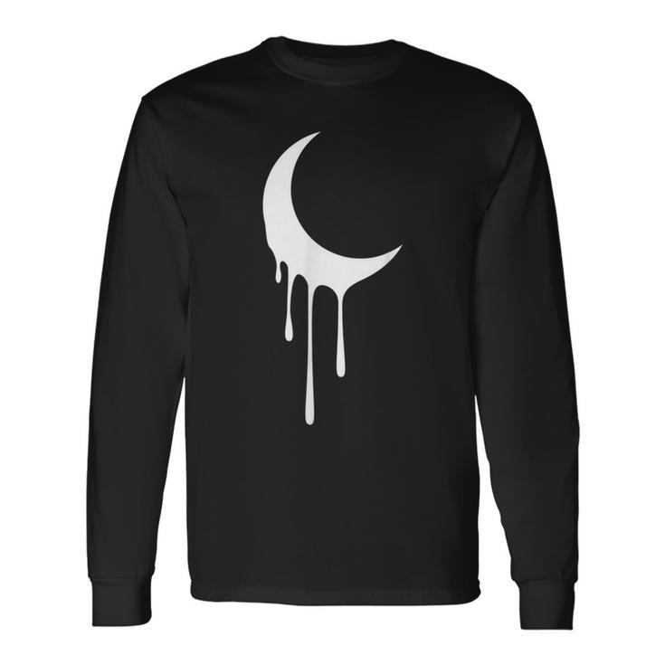 Melting Moon Crescent Drip Long Sleeve T-Shirt