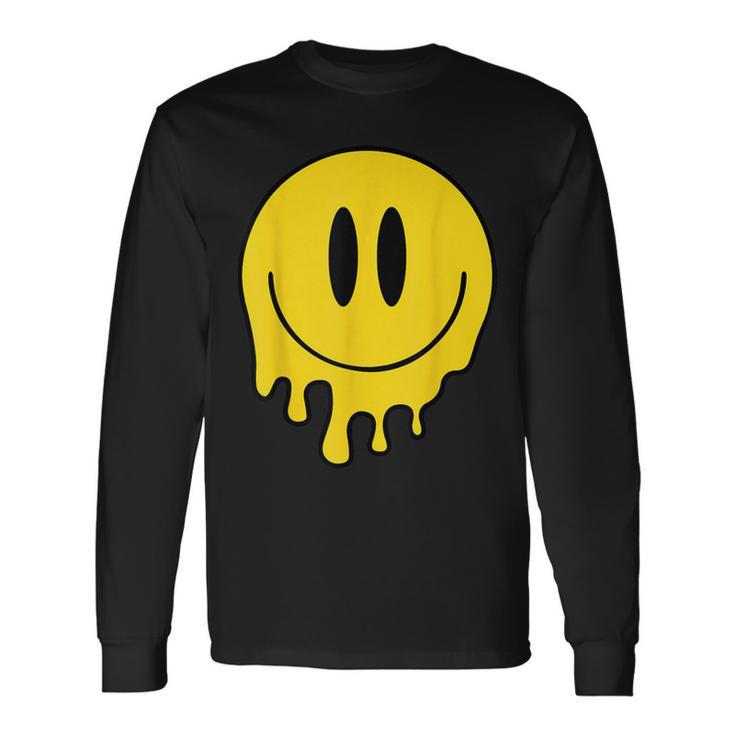 Melting Yellow Smile Happy Melted Dripping Face Long Sleeve T-Shirt