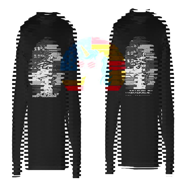 Memorial Day Fathers Vintage Usa Unicorn 4Th Of July Long Sleeve T-Shirt