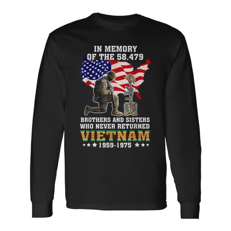 In Memory Of The 58479 Vietnam Veteran Stand For Us Flag Long Sleeve T-Shirt