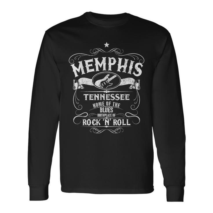 Memphis Tennessee Blues Country Music Guitar Vintage Long Sleeve T-Shirt