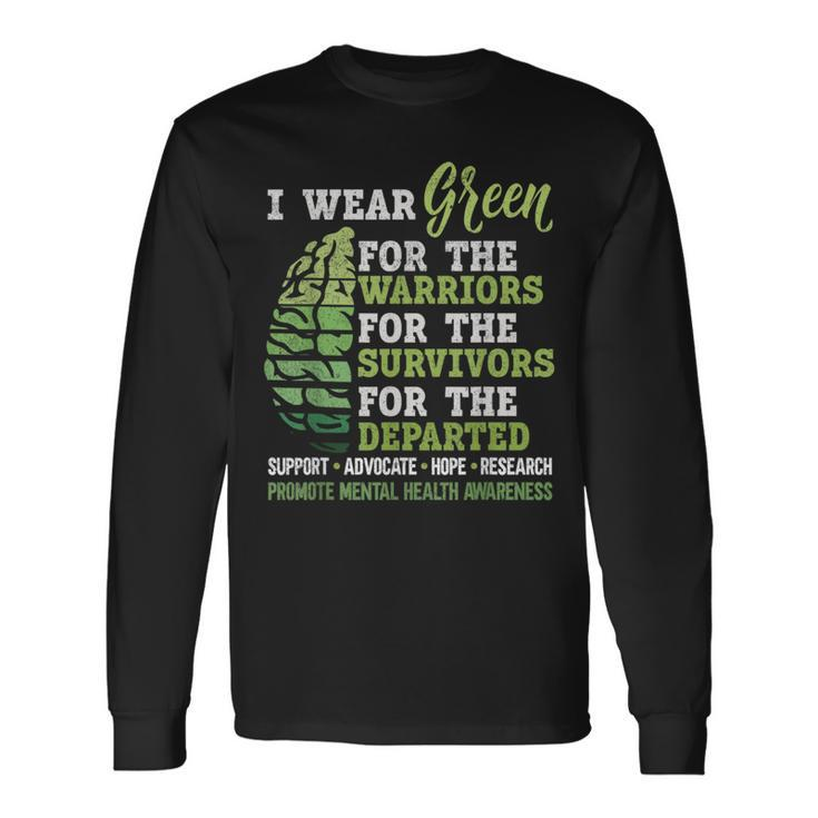Mental Health Awareness Matters Support I Wear Green Warrior Long Sleeve T-Shirt