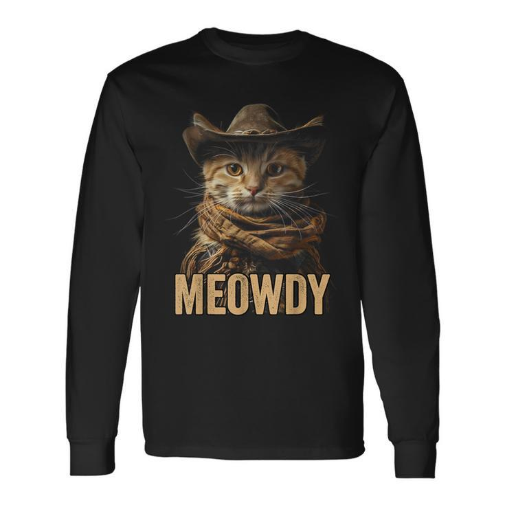 Meowdy Cowboy Cat Country Western Cat Long Sleeve T-Shirt