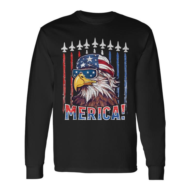 Merica Eagle 4Th Of July Patriotic Freedom Eagle Mullet Long Sleeve T-Shirt