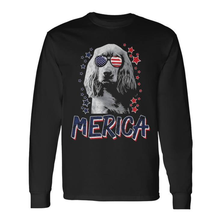 Merica English Cocker Spaniel Dog 4Th Of July Usa Long Sleeve T-Shirt