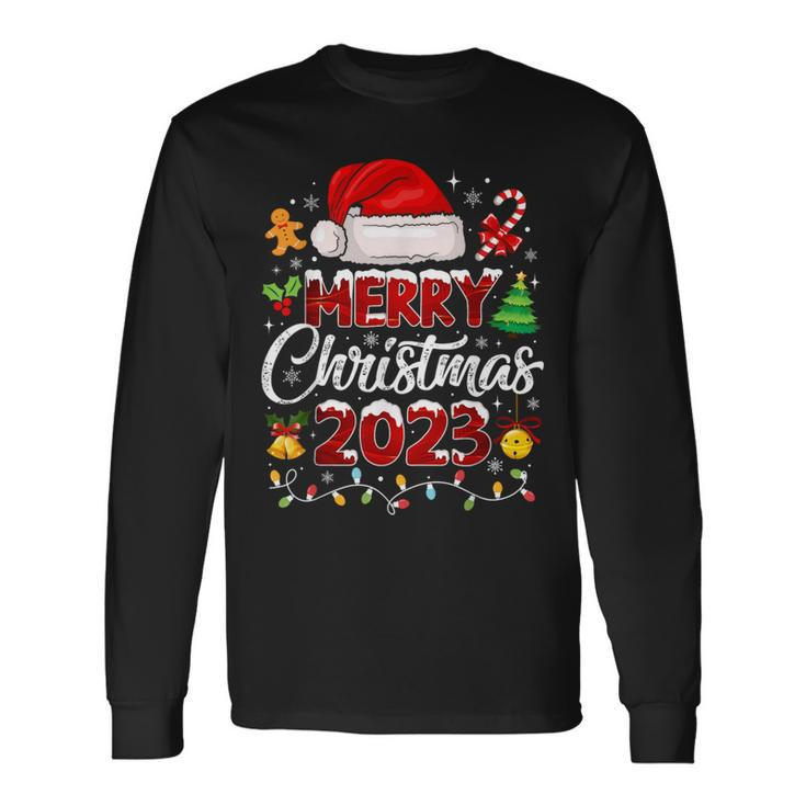 Merry Christmas 2023 Santa Elf Family Matching Pajamas Long Sleeve T-Shirt