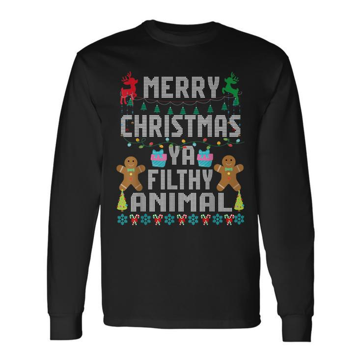 Merry Christmas Animal Filthy Ya Ugly Sweater Pjs Matching Long Sleeve T-Shirt