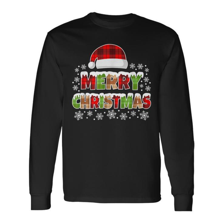 Merry Christmas Buffalo Plaid Xmas Long Sleeve T-Shirt