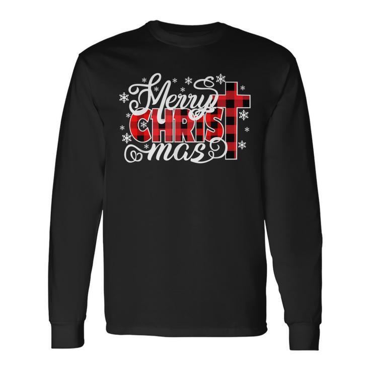 Merry Christmas Red Buffalo Plaid Christ Mas Long Sleeve T-Shirt