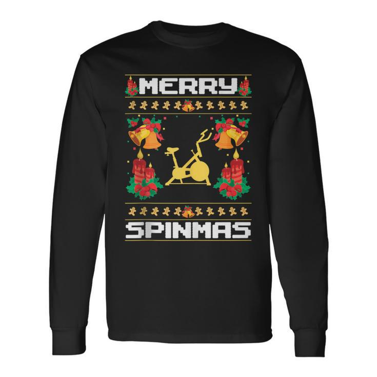 Merry Spinmas Spin-Bike Ugly Christmas Xmas Party Long Sleeve T-Shirt