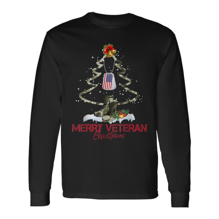 Merry Veteran Christmas Army Camo Xmas Tree Christmas Long Sleeve T-Shirt