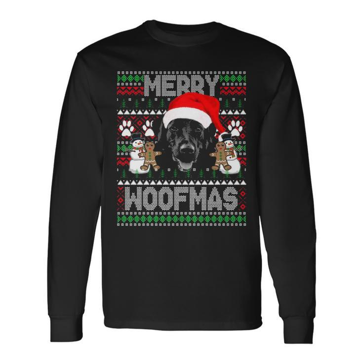 Merry Woofmas Cute Black Labrador Dog Ugly Sweater Long Sleeve T-Shirt