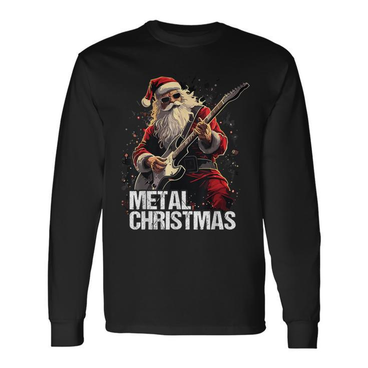 Metal Christmas Christmas Santa Guitar Langarmshirts Geschenkideen