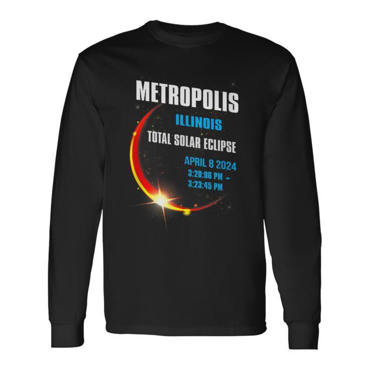 Metropolis Illinois Total Solar Eclipse 2024 Long Sleeve T-Shirt Gifts ideas