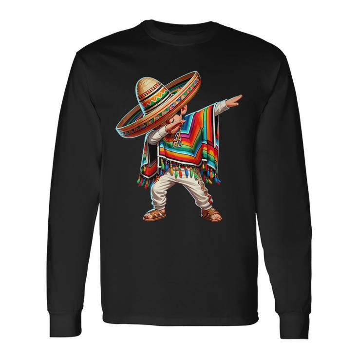 Mexican Boy Dabbing Poncho Cinco De Mayo Long Sleeve T-Shirt