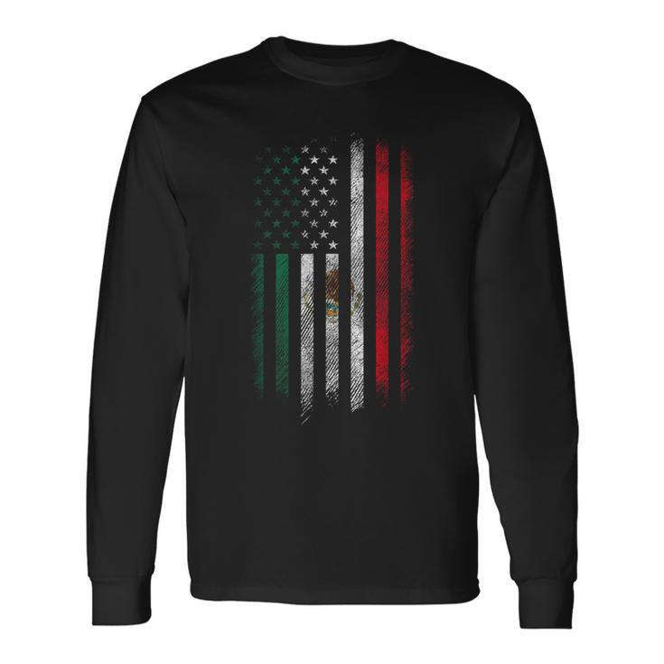 Mexico Flag 4Th Of July Usa American Mexican Flag Long Sleeve T-Shirt