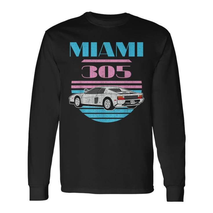 Miami 305 Vintage Florida City Beach 80S Boys Long Sleeve T-Shirt