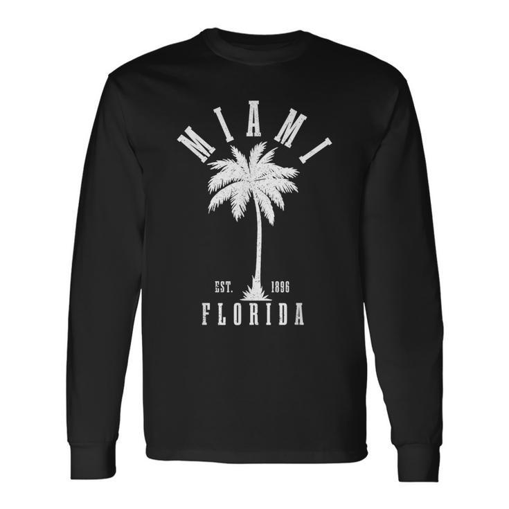 Miami Est 1896 Florida Palm Tree Vintage Long Sleeve T-Shirt